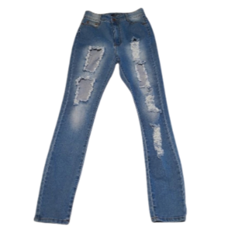 🆕️! NWOT Fashion Nova Distressed Stretch High-Rise Jeans✨️Size 9/10